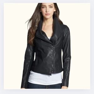 VINCE Asymmetrical Moto Jacket | 100% Lambskin Leather | Black | Women’s M